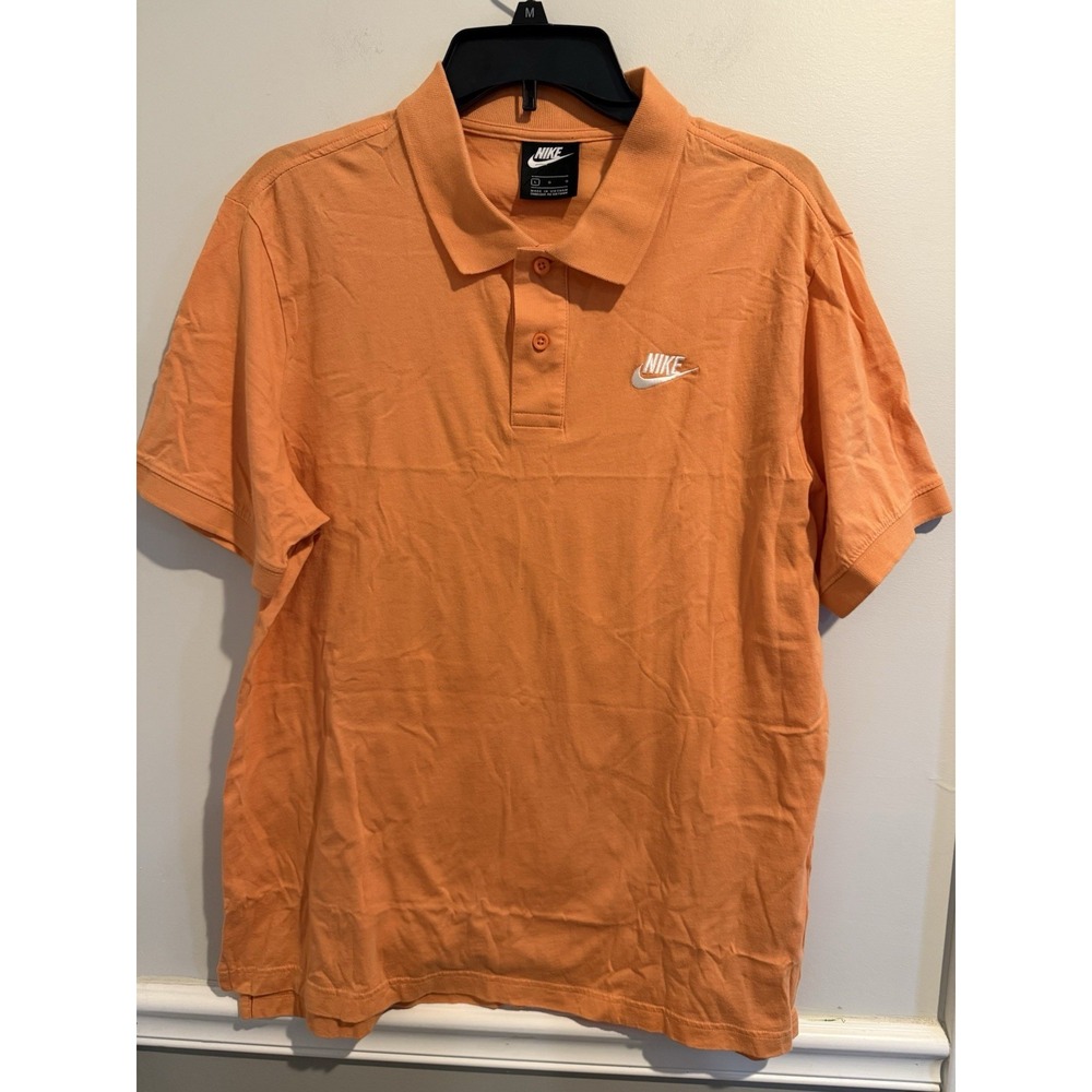 Nike Polo Mens Large‎ Orange Cotton Short Sleeve Shirt Sportswear